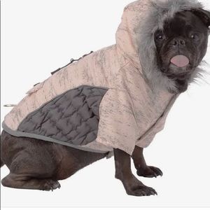 New Top Paw Ultra Reflective Dog Hooded Winter Coat Pink and Gray Size Large